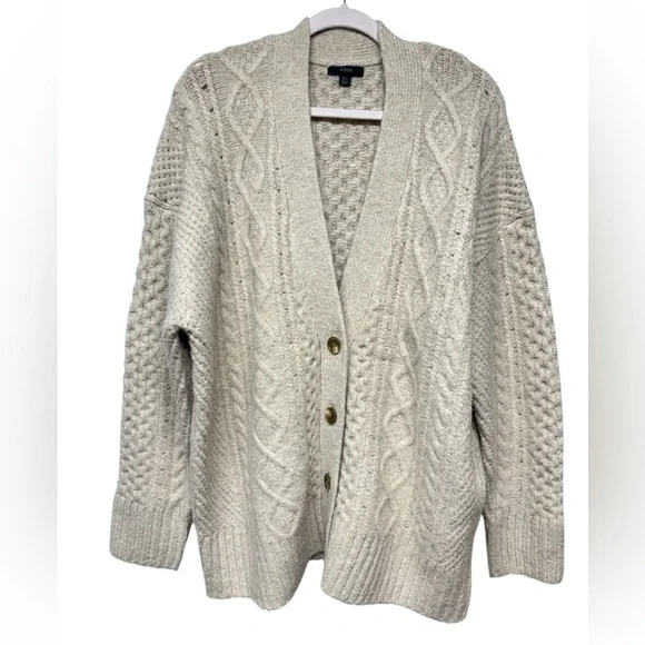 J. Crew Cable-knit stretch wool cardigan - Picture 2 of 5